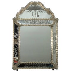 Murano Glass Mirror with Edged Branches Landscape