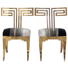 Pair of Studio Designed Brass Klismos Occasional Chairs, circa 1980