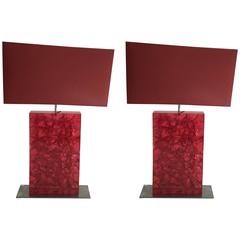 Pair of Methacrylate Table Lamps by Pierre Giraudon, France, 1960s 9