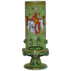 Antique Bohemian Historismus Armorial Footed Beaker with Applied Prunts, circa 1880