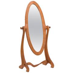 Sculptural Maple Wood Framed Cheval Mirror, USA, 1950s
