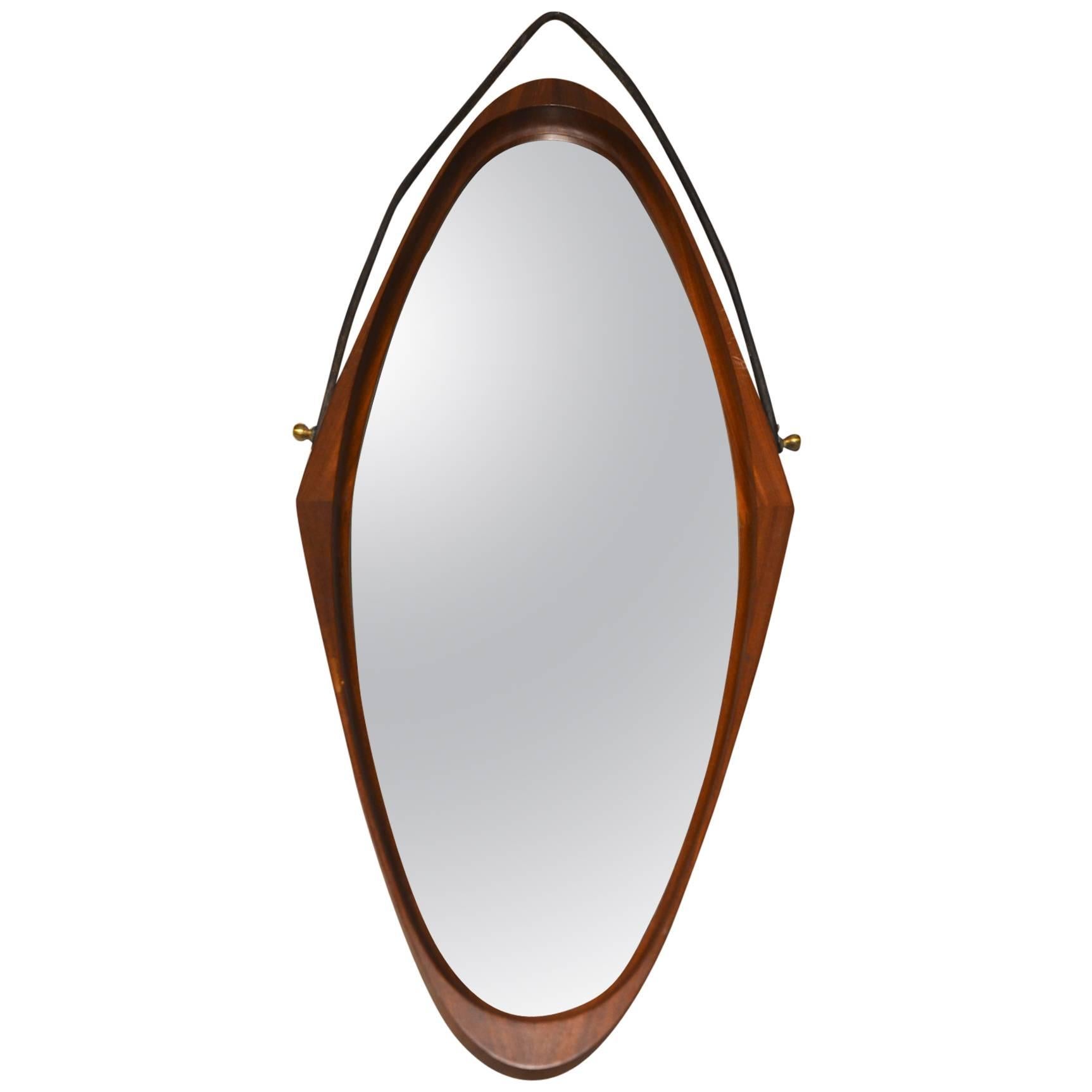 Beautiful Wood Mirror in the Taste of Paolo Buffa, Italy, circa 1960 For Sale
