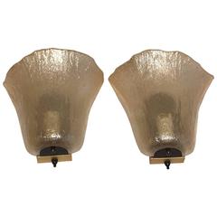 Pair of Peill & Putzler Amber Calyx Sconces 8