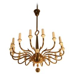 Chandelier Brass 1950 Torlasco for Lumi Attributed 8