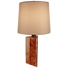 Lucite Table Lamp with Leaf Inclusion by Romeo Paris