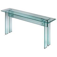 Console droite avec plateau en verre transparent biseauté