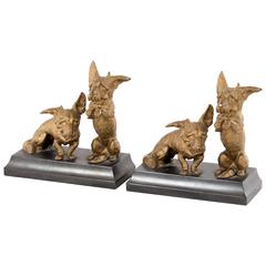 Gilt Bronze Mounted Corgi Bookends 2