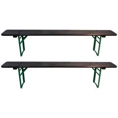 Retro Outstanding Pair of Outdoor Beer Garden Benches from Munich Germany