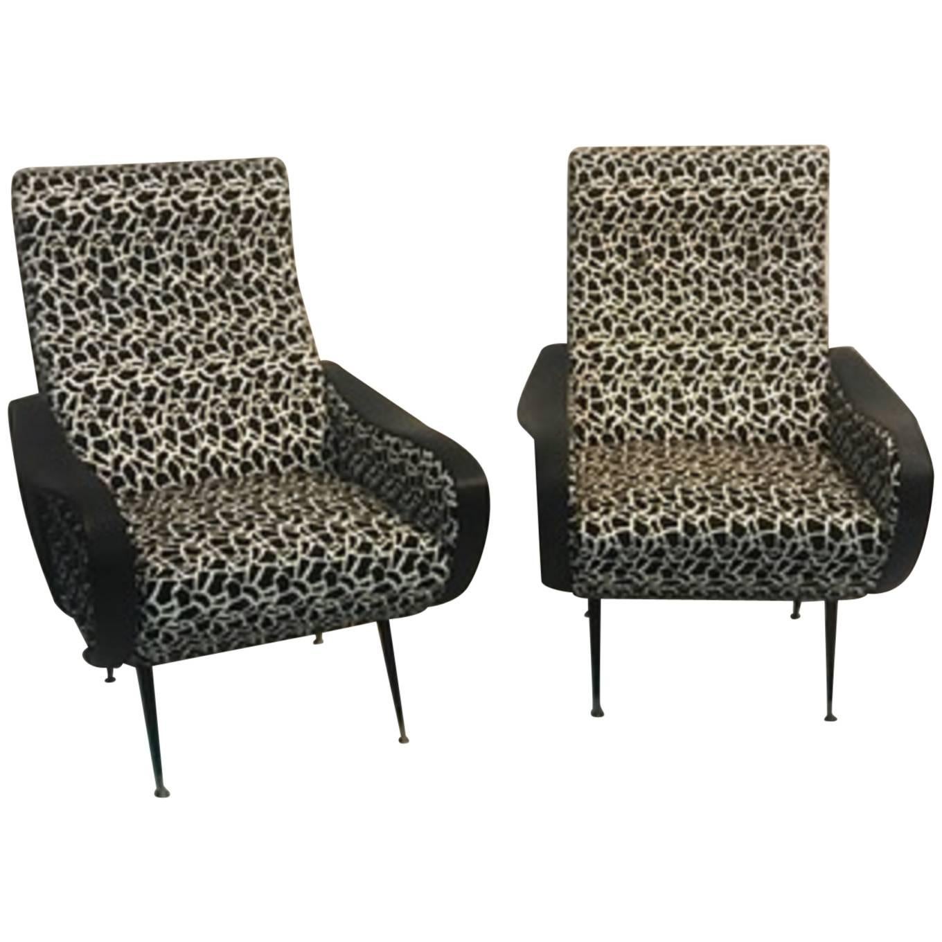 Magnificent Pair of Italian Lounge Chairs in the Manner of Marco Zanuso