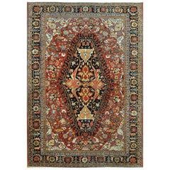 Antique Hand knotted Wool Persian Sarouk Area Rug