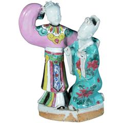 Chinese Export Porcelain Figure Group of Two Ladies