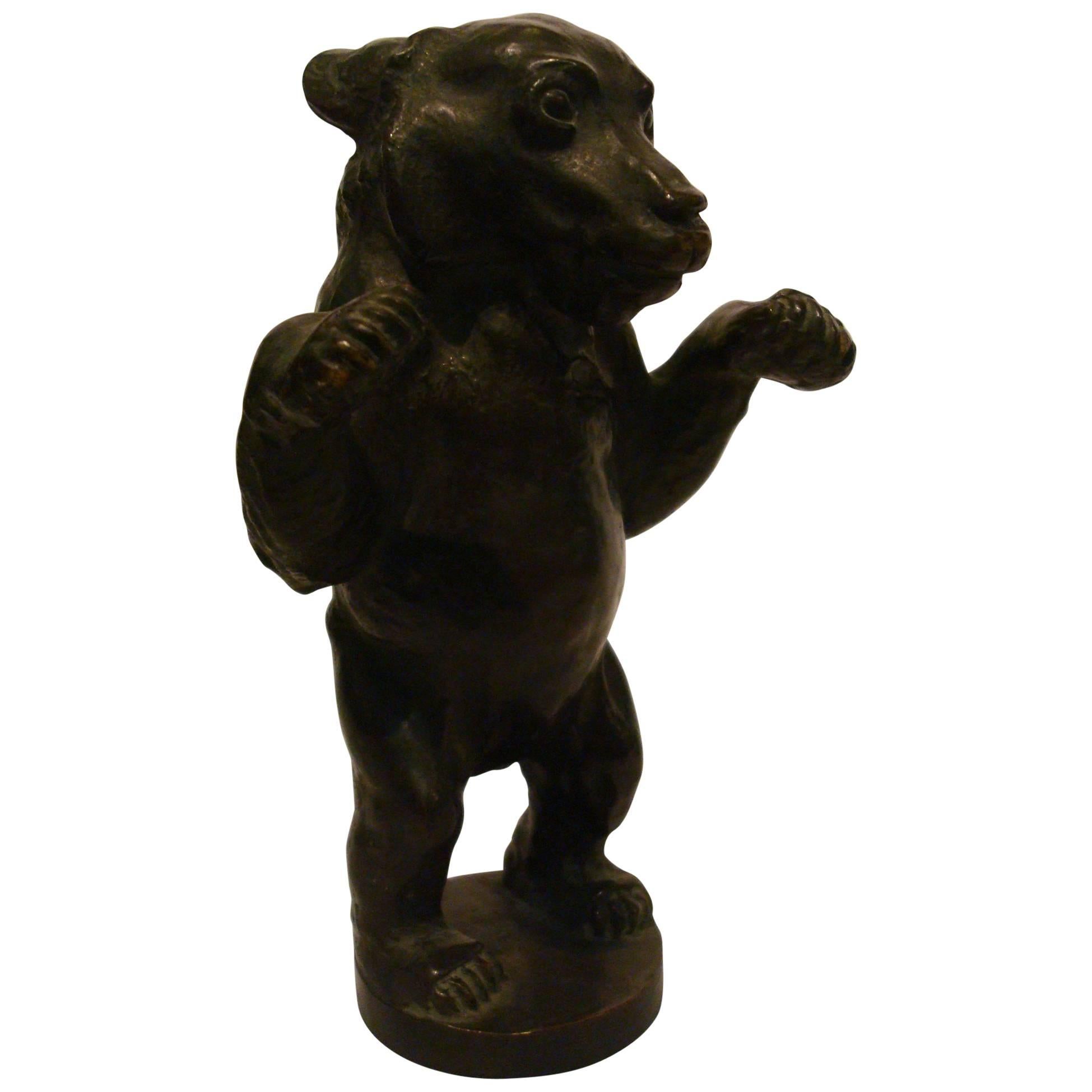 Young Bear Bronze Figure