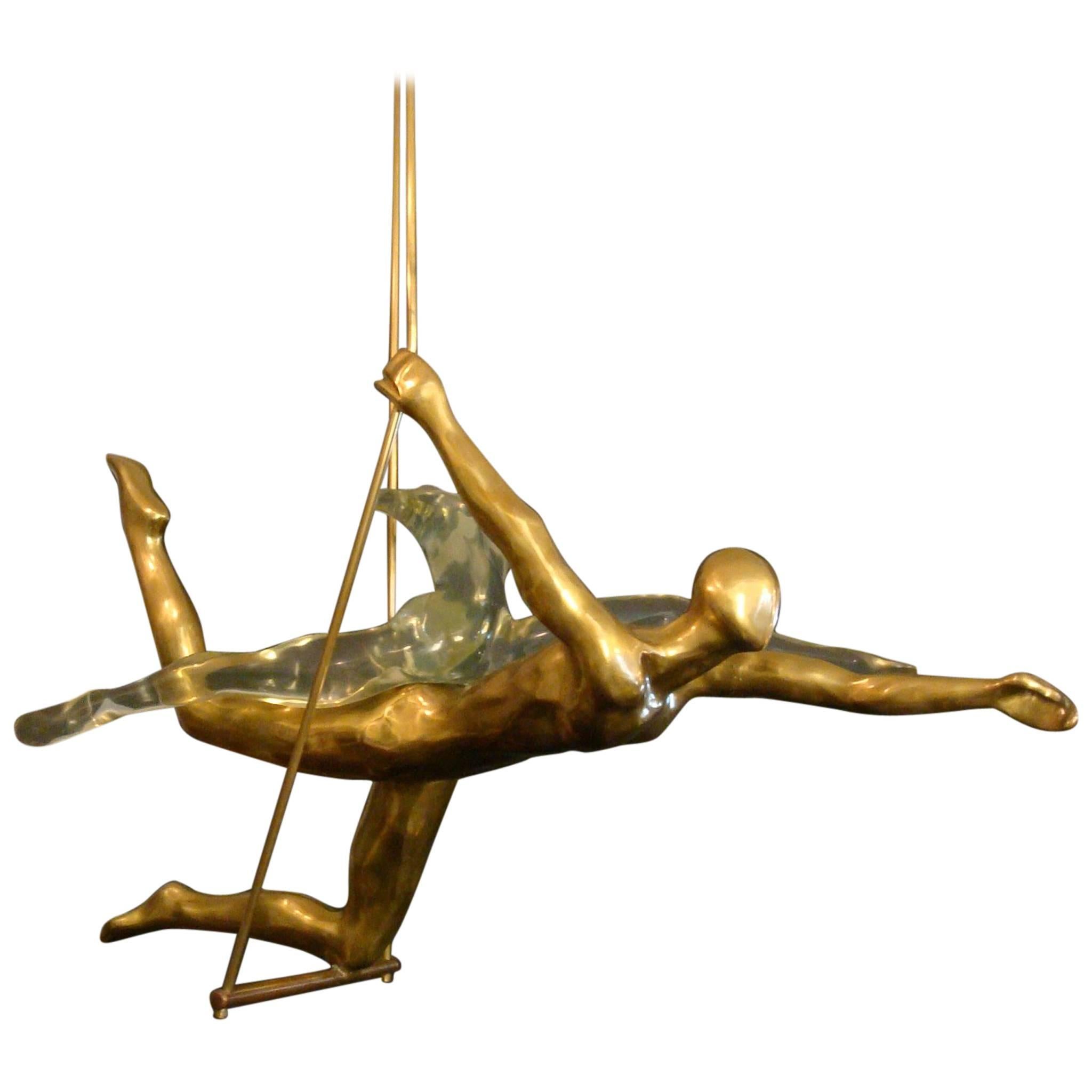 Fantastic Couple on a Circus Trapeze, Sculpture by Max Forti, Italy, 1984