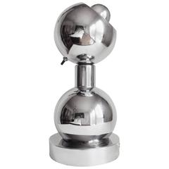 American Space Age Chrome, Double-Sphere Eyeball, Table Mounted Picture Lamp