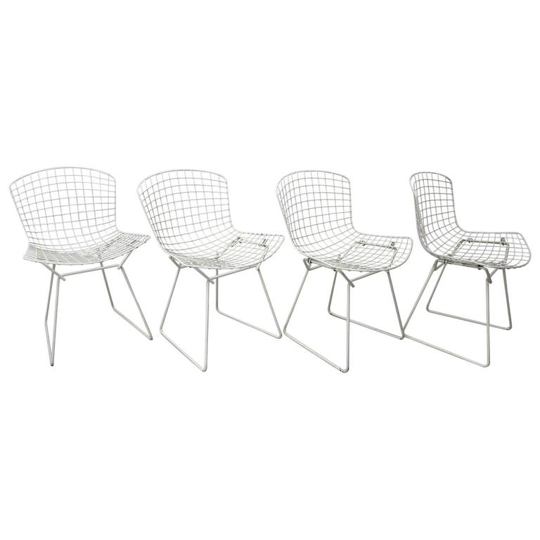 White Metal Vintage Chairs by Harry Bertoia Model. No. 420, circa 1950