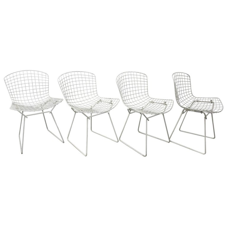 White Metal Vintage Chairs By Harry Bertoia Model No 420 Circa