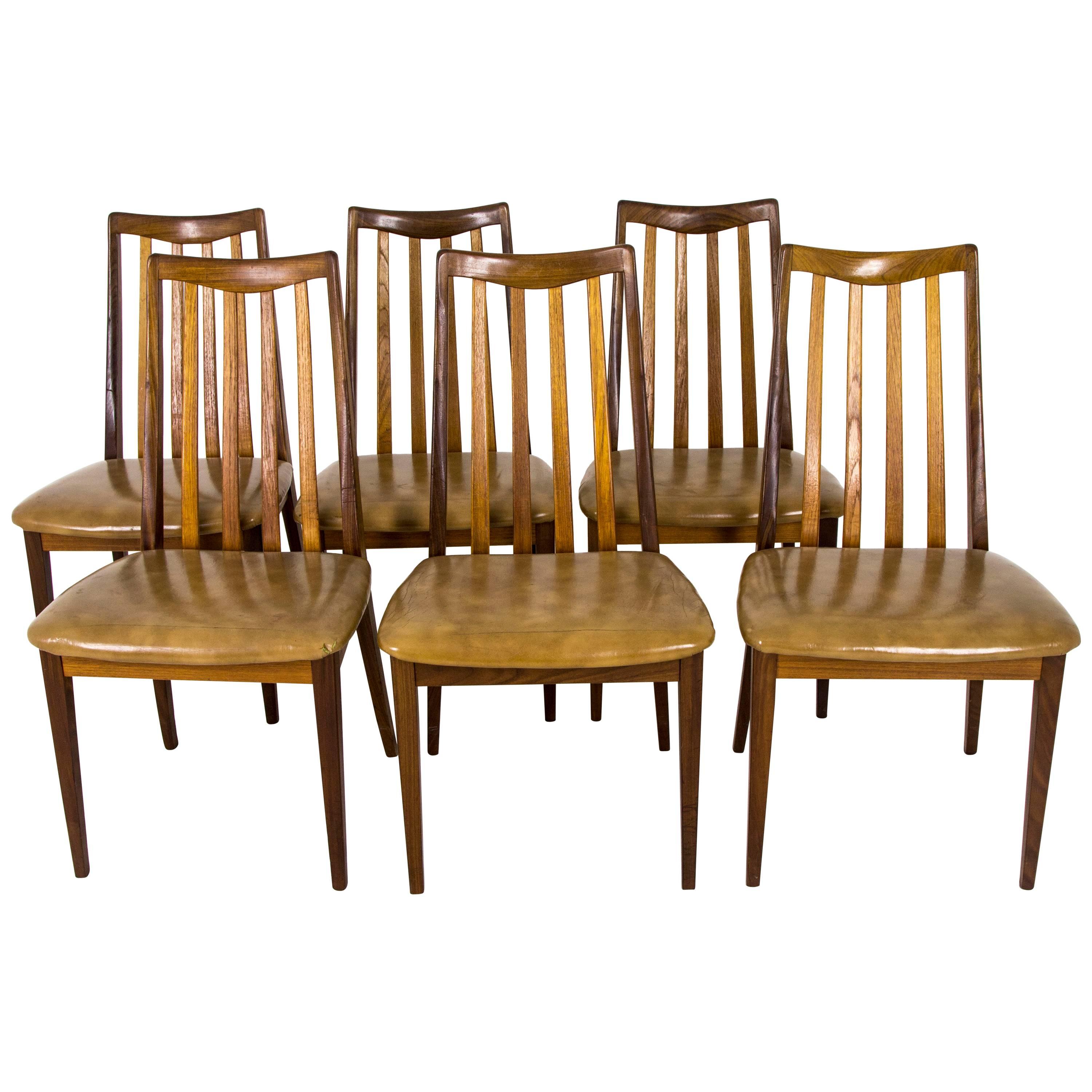 Vintage Mid-Century Modern Six Teak and Afromosia Dining Chairs by LG Dandy