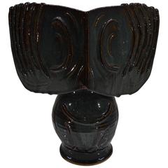 Pablo Picasso Style Sculpted Owl Planter or Vase Vessel
