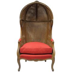 Vintage French Country Louis XV Style Double Cane Italian Canopy Porter Chair 11