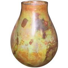 Vase spécial japonais en bronze antique avec finition Murashido rouge et vert:: 1940