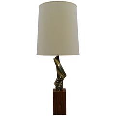 Beautiful Maurizio Tempestini Bronze Sculpture and Rosewood Laurel Table Lamp