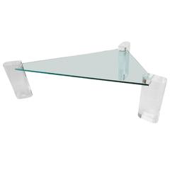 Rare Triangular Lucite Cocktail Table by Karl Springer