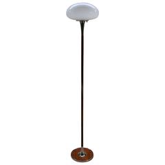 Rare Rosewood and Brass Laurel Mushroom Floor Lamp