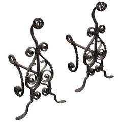 1920s Small Wrought Andirons
