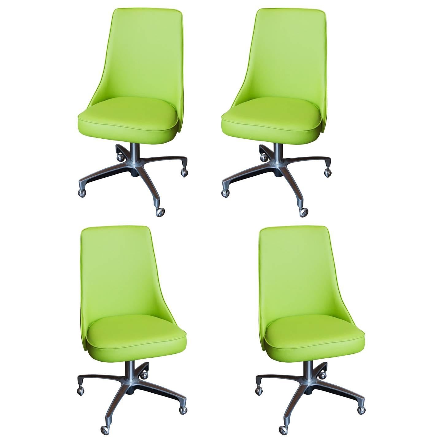 Set of Vintage Chromcraft Dining Chairs in Apple Green Vinyl