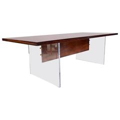 Rosewood and Lucite Dining Table Mid-Century Modern