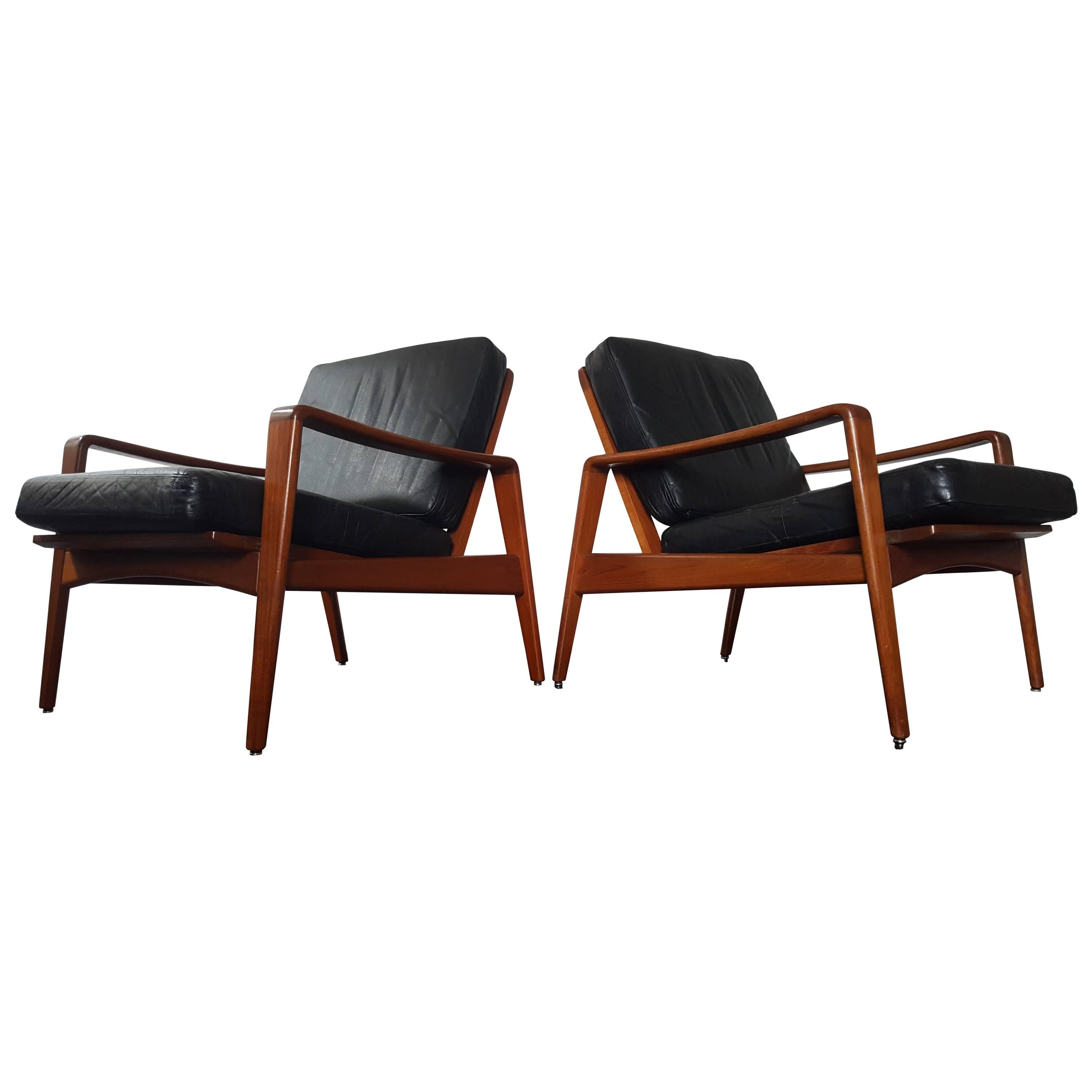 Arne Wahl Iversen Lounge-Chairs, Manufactured by Komfort, Denmark, 1960s