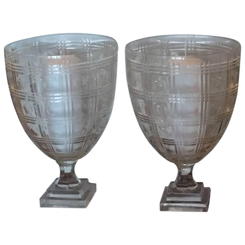 Pair of Regency Style Glass Photophores, 20th Century For Sale