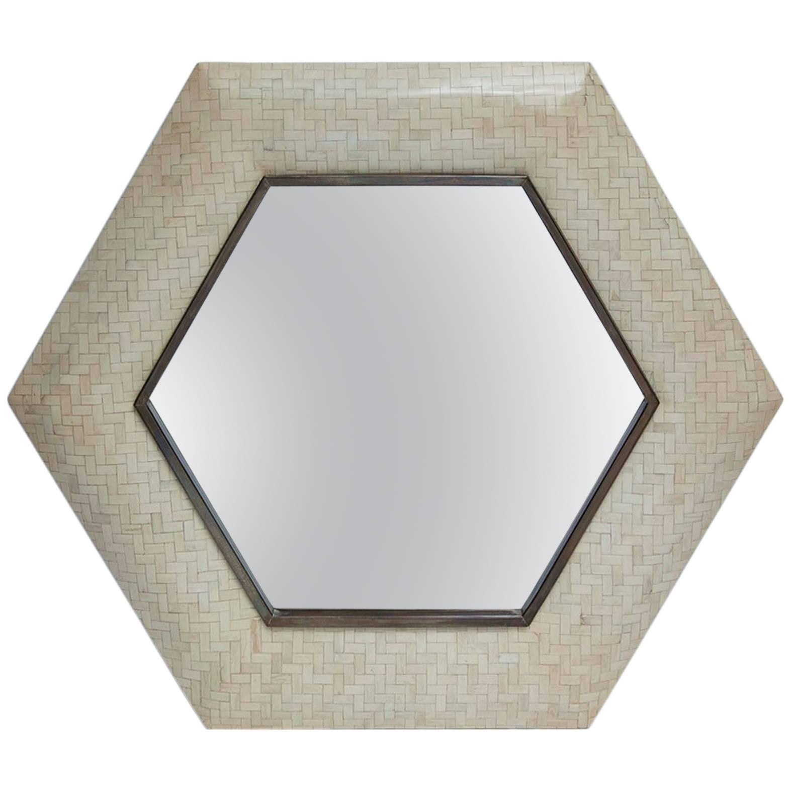 Tessellated Bone and Bronze Mirror