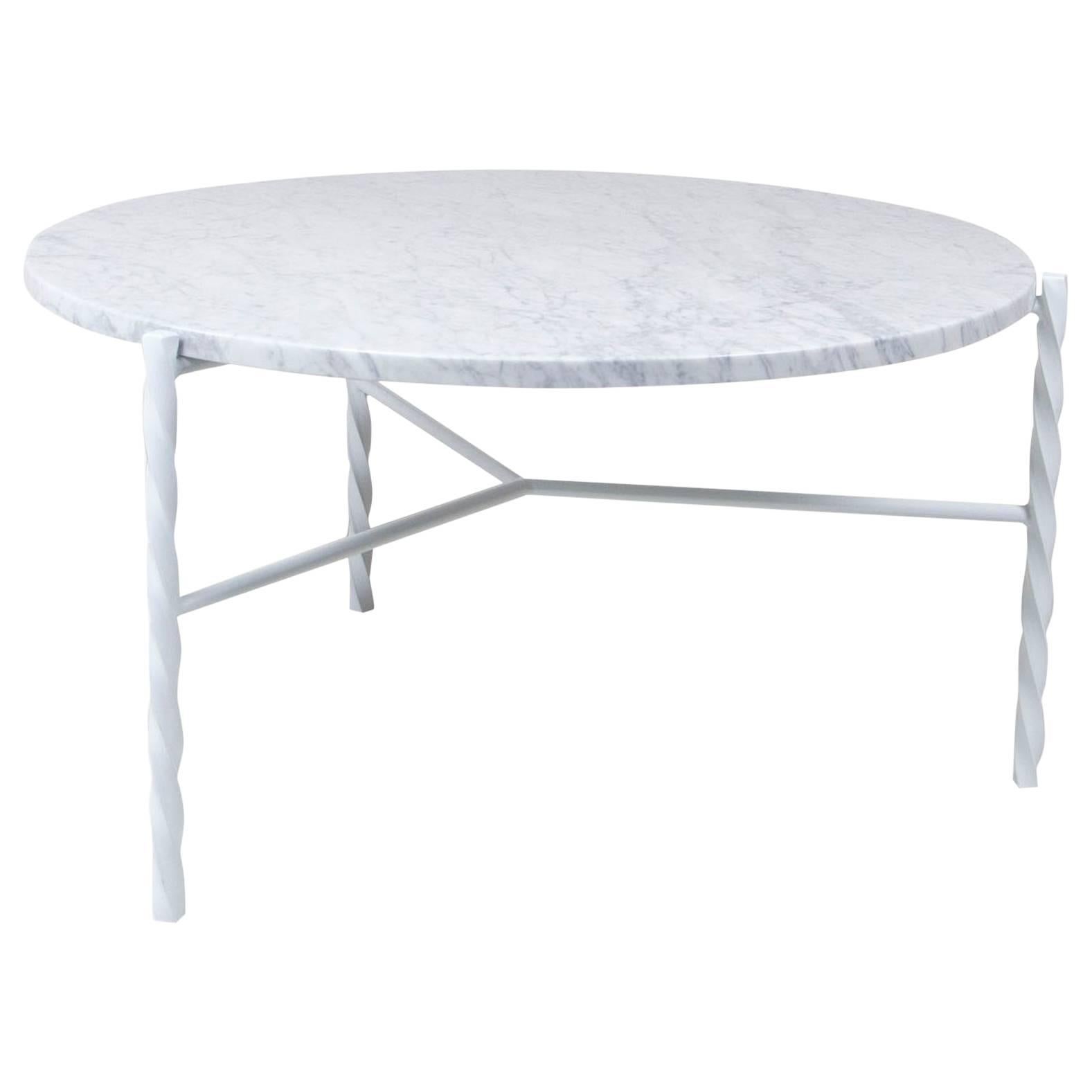 Von Iron Coffee Table from Souda, Medium, White Steel Frame, Carrara Marble Top
