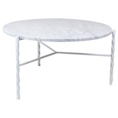 Von Iron Coffee Table from Souda, Medium, White Steel Frame, Carrara Marble Top