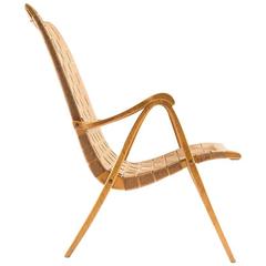 Swedish Midcentury Armchair in Linen Webbing and Birch, 1940s