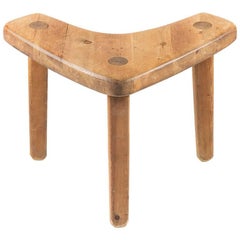 Swedish Studio Crafted Pine Stool or Corner Table by Stig Sandqvist, 1940s