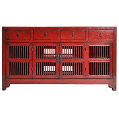 Red Chinese Spindle Side Chest