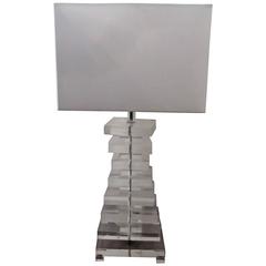 MCM Stacked Lucite Lamp in Karl Springer Style 2