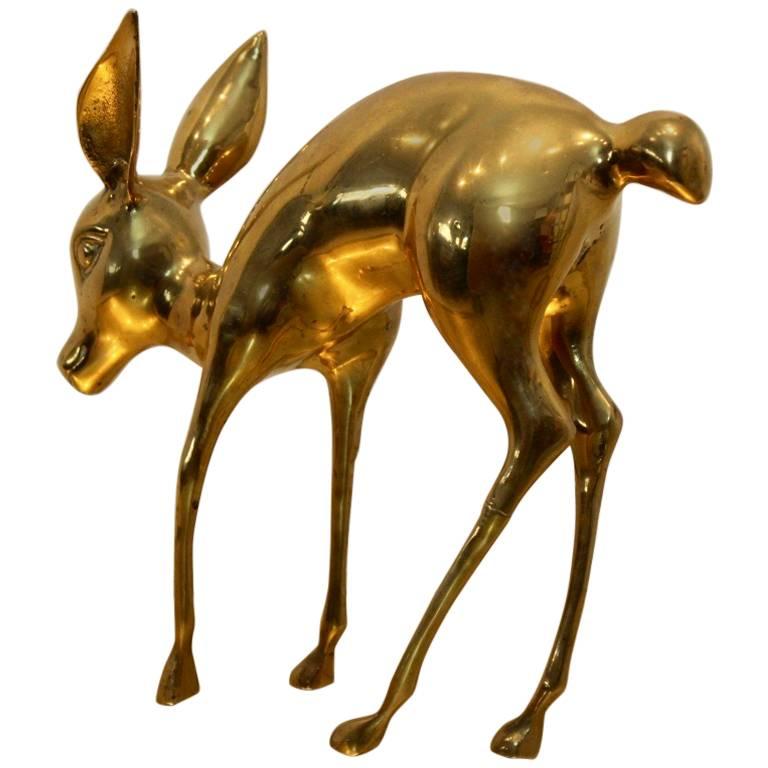 Exclusive ‘Bambi’ Brass Deer Sculpture, France, 1970s