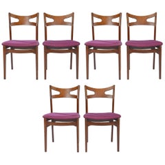 Set of Six Harwood Danish Dining Chairs
