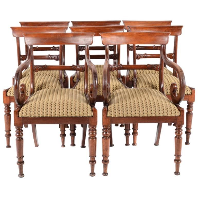Pair of English Regency-Style Dining Armchairs only, circa 1830
