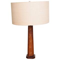 Mexican Modernist Leather Wrapped Table Lamp 10