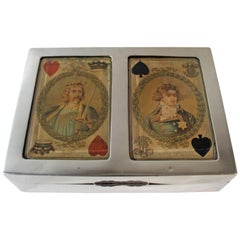 Edwardianische englische Spielkartenbox aus Sterlingsilber von Walter H. Wilson