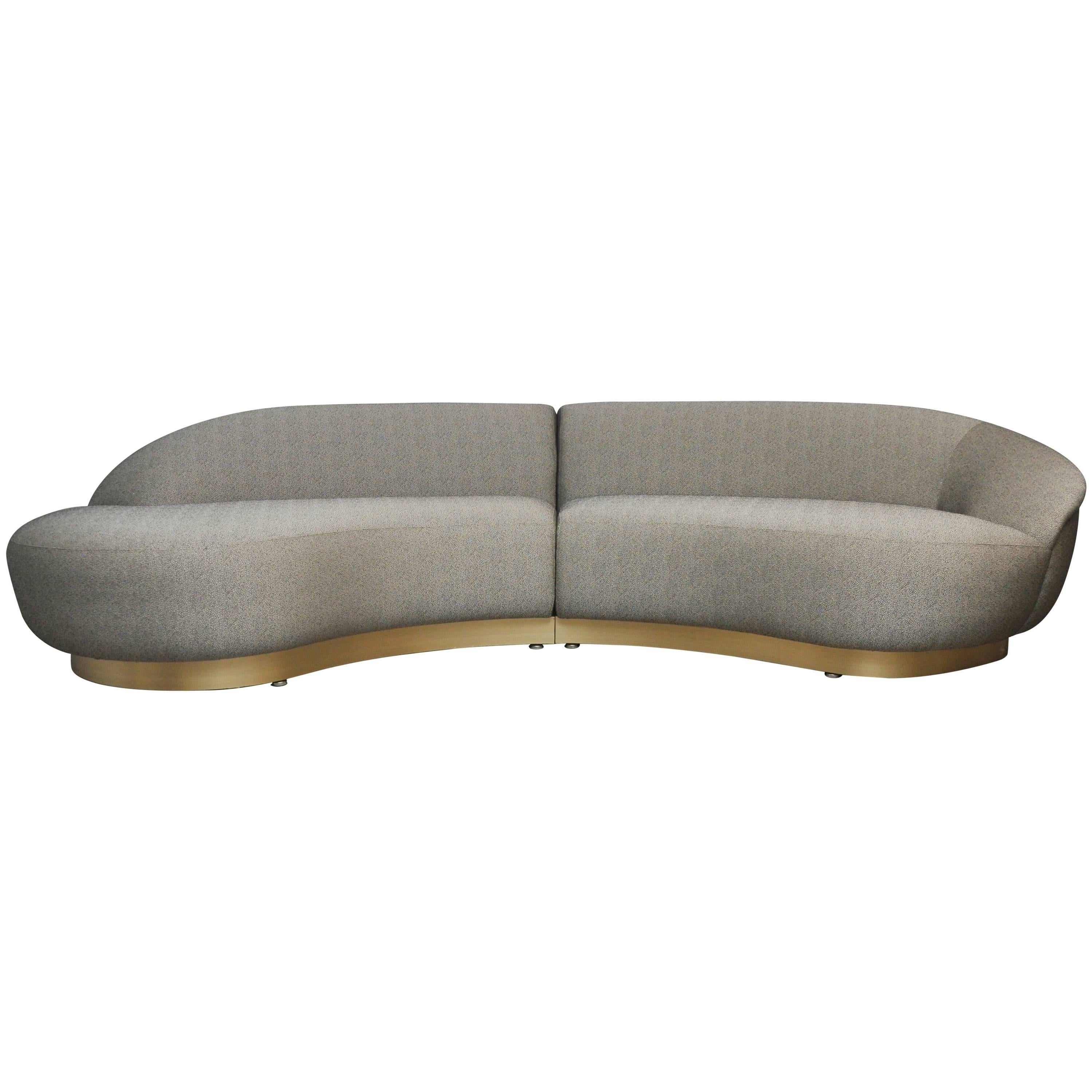 Milo Baughman Sectional Sofa on Brushed Bronze Base