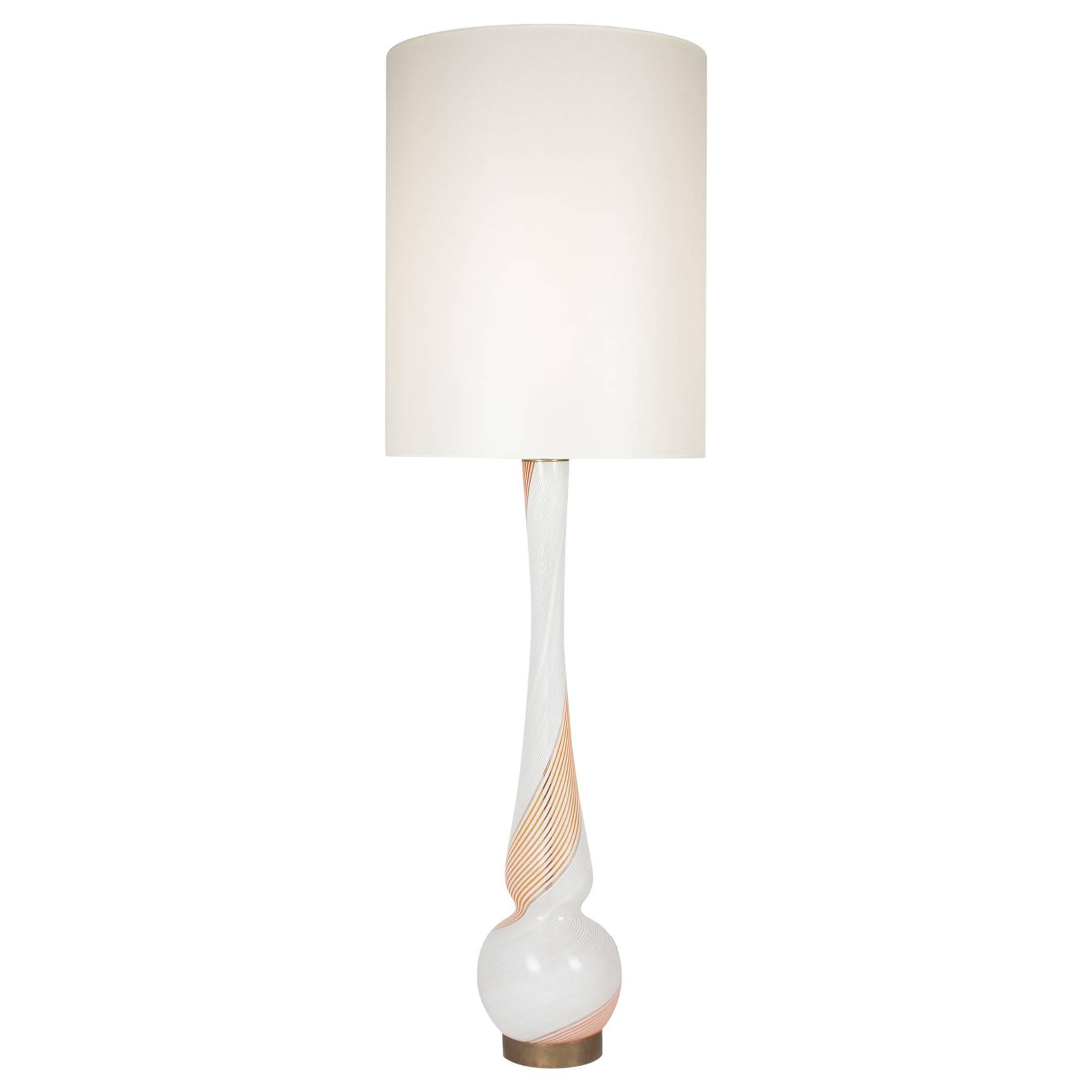 Tall Filigrana Glass Table Lamp by Venini, Italian, 1940s For Sale