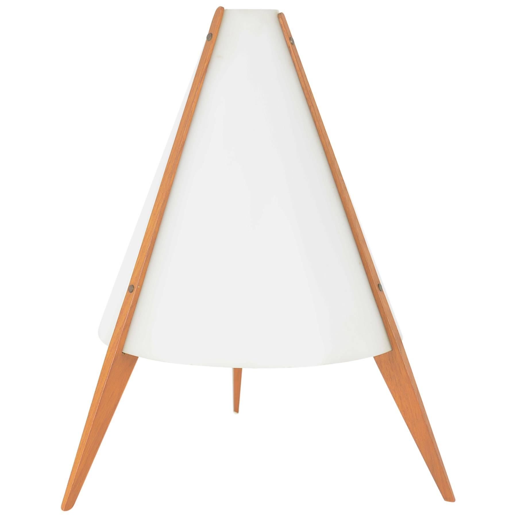 Hans-Agne Jakobsson for Ab Markaryd Tripod Teak and Plexiglass Table Lamp, 1954