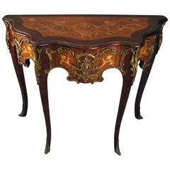 Antique Louis XV Style Marquetry Mahogany & Ormolu Hall Table, Spain, circa 1920