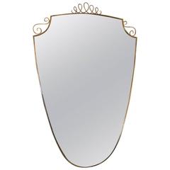 Italian Mid-Century Wall Mirror Brass Design, 1950s 2