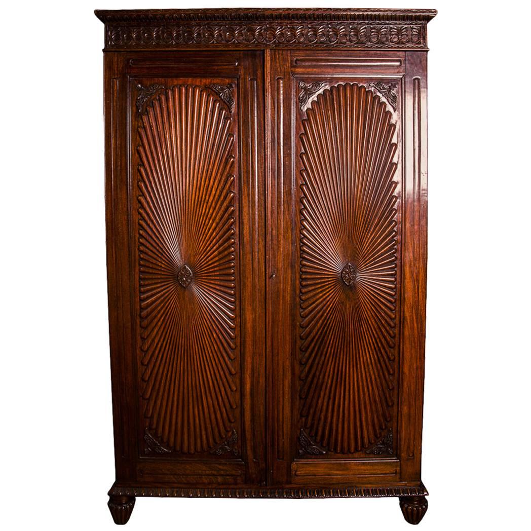 Striking and Rare Early 19th Century Celonese Padoukwood Armoire